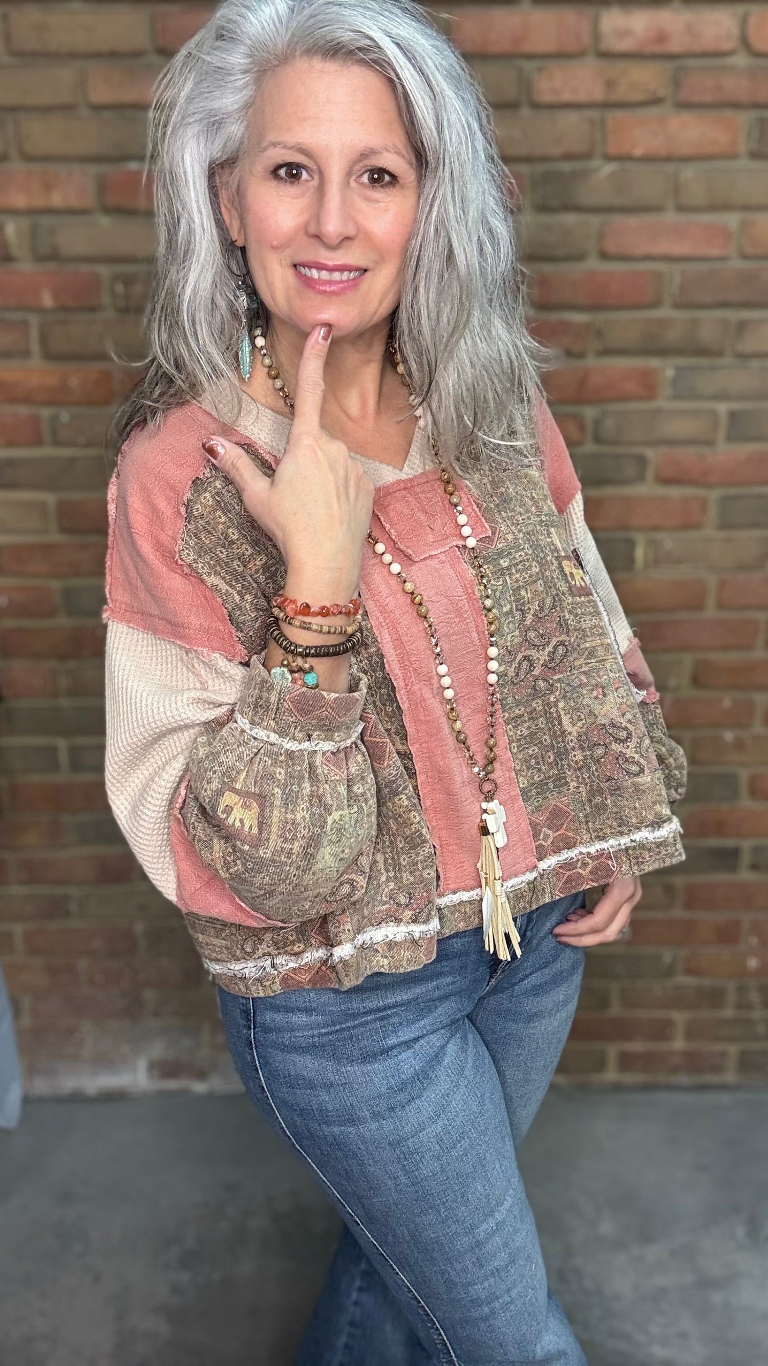 Brick Mix V-Neck Top