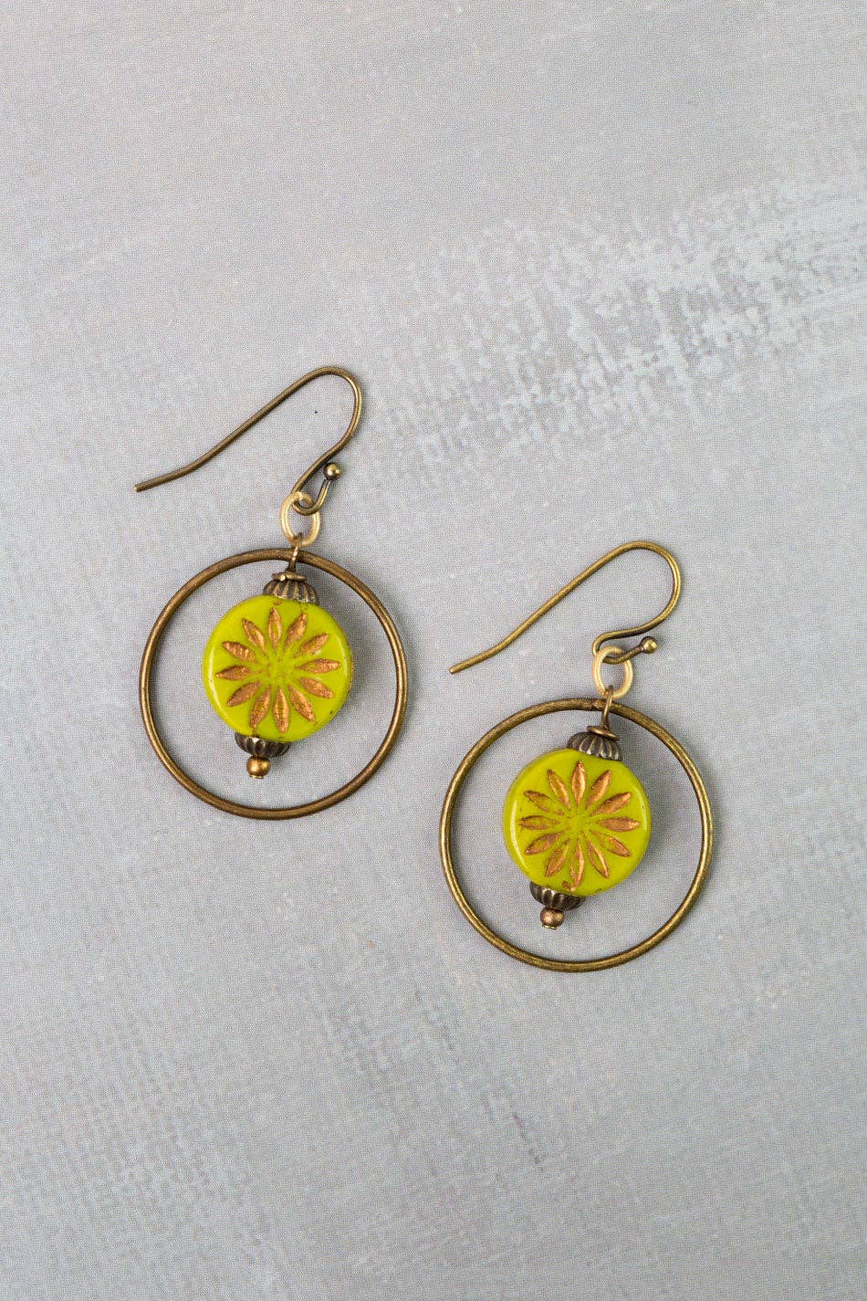 Azulejo Czech Glass Hoop Earrings E016 - Vintage Vault Boutique
