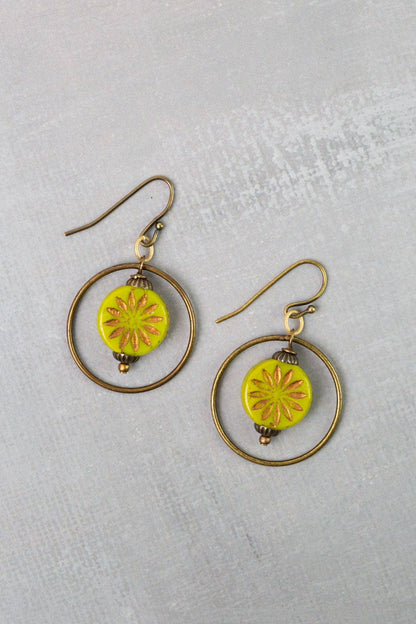 Azulejo Czech Glass Hoop Earrings E016 - Vintage Vault Boutique