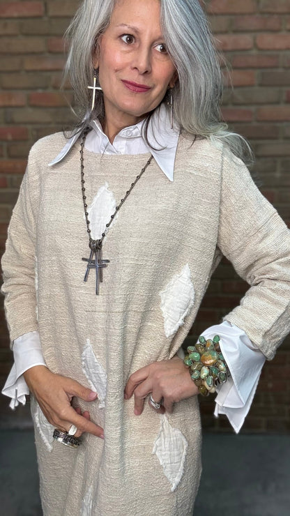 Ivory Diamond Applique Dress - Vintage Vault Boutique