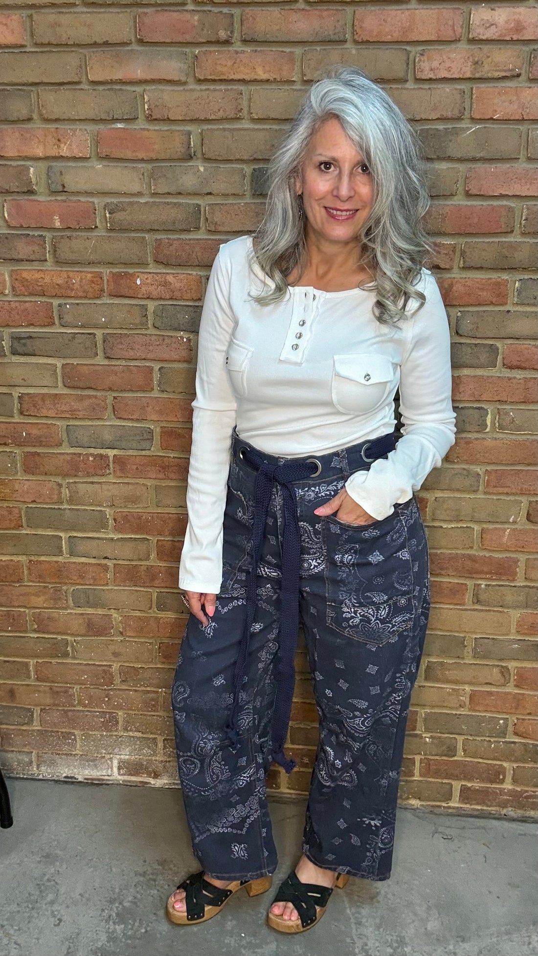 Bandana Barrel Pant With Tie Belt