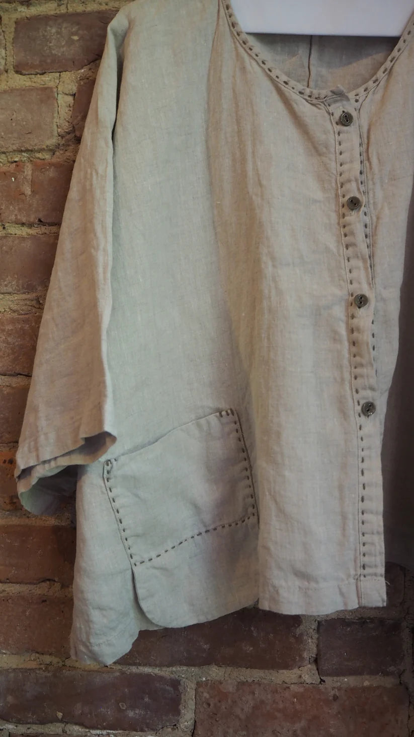 Oversized Crop Linen Top