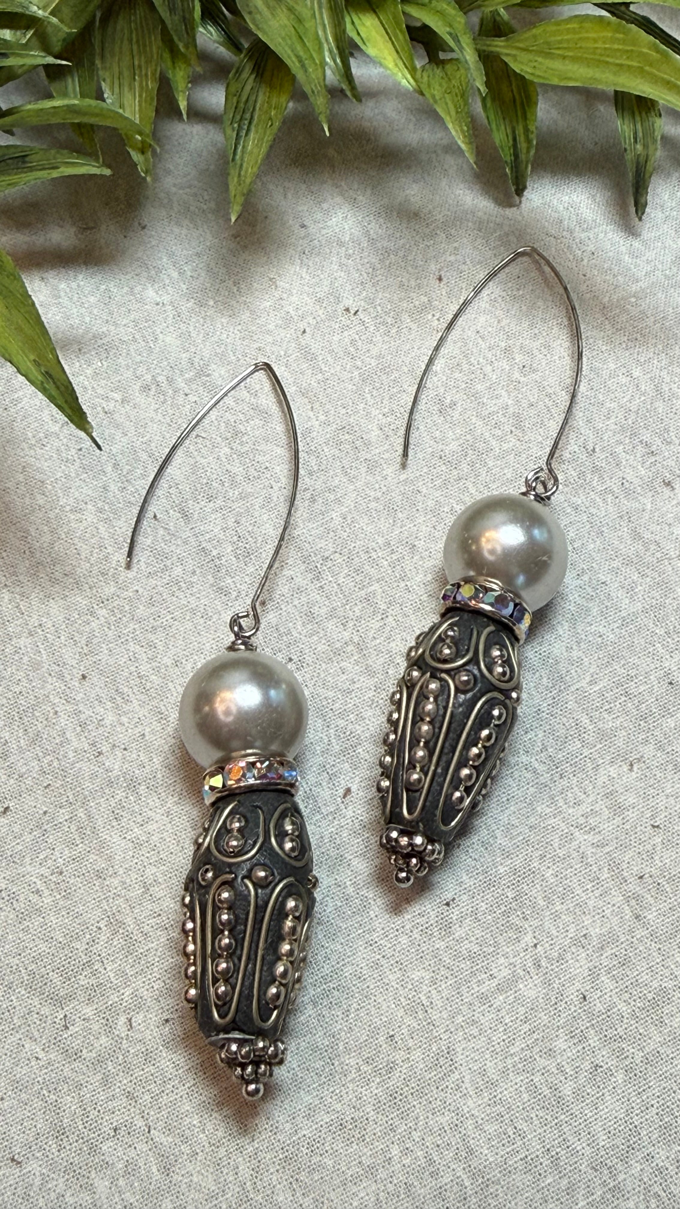 Pearl on Orb Drop Earring