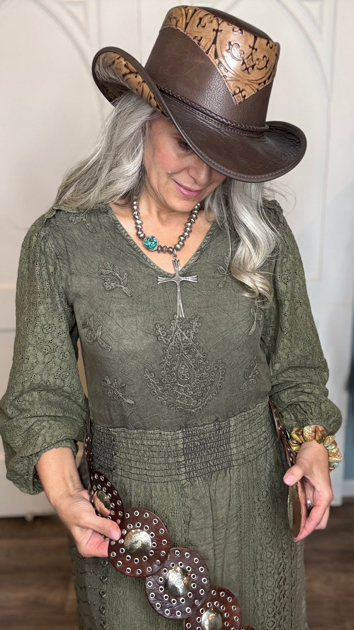 Smocked Waist Western Dress