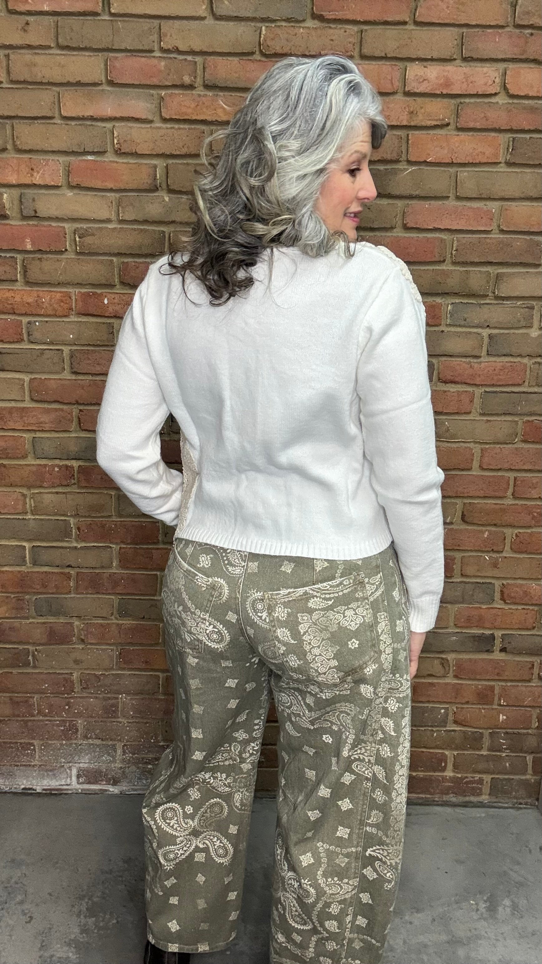 Crochet Detail Cropped Sweater