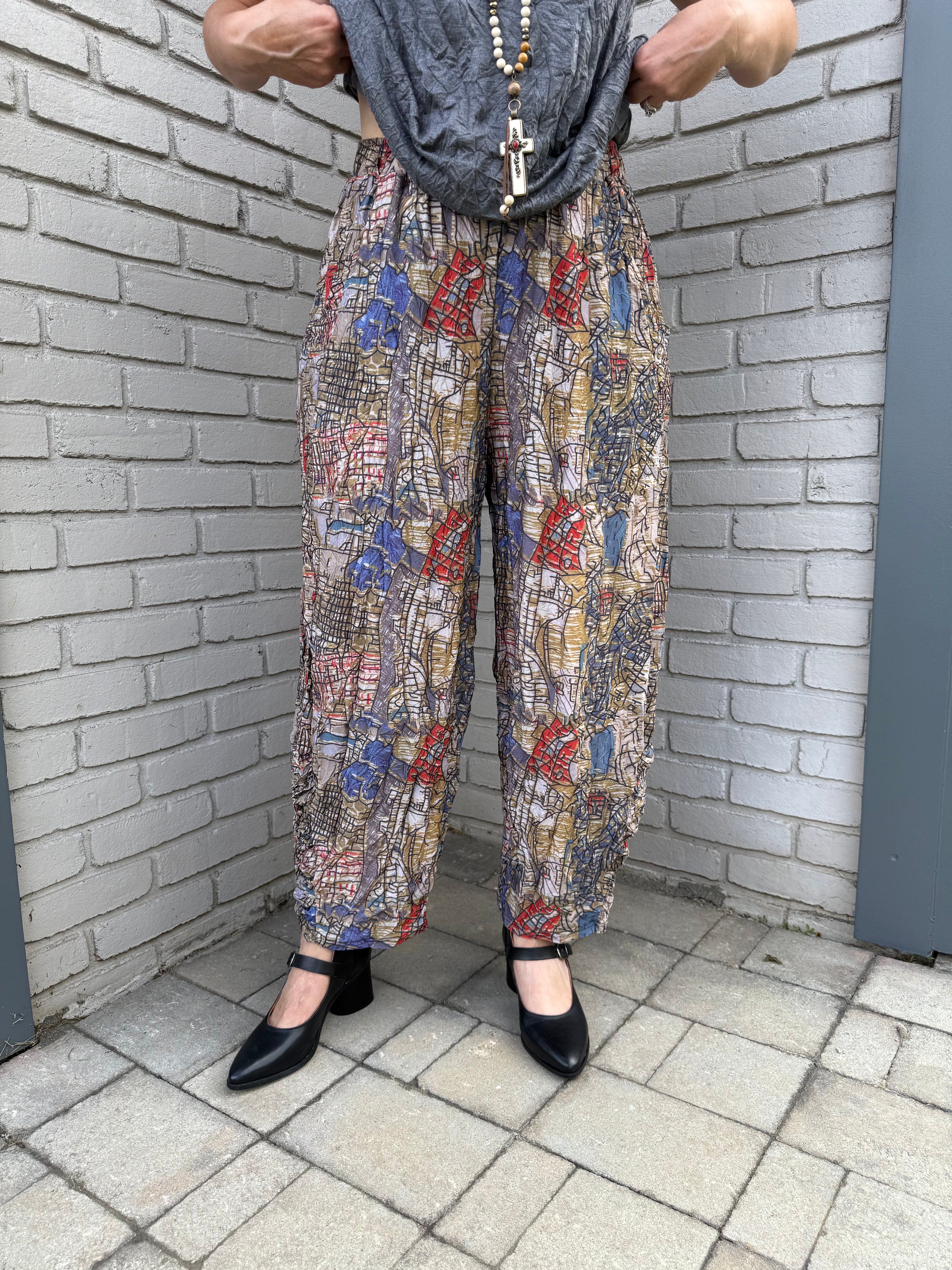Olive European Crush Printed Pants