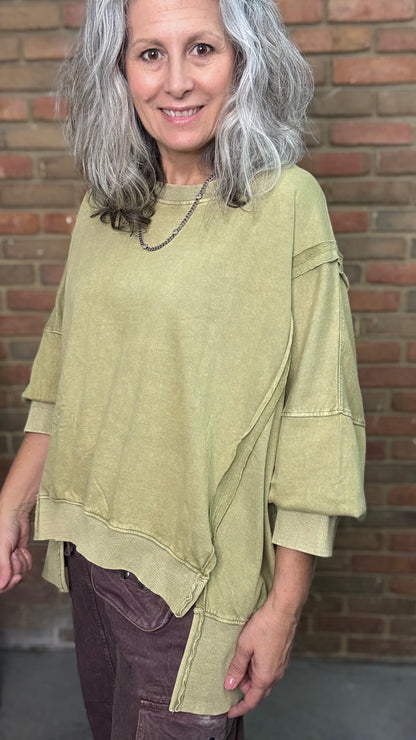 Green High Lo Slit Sweatshirt