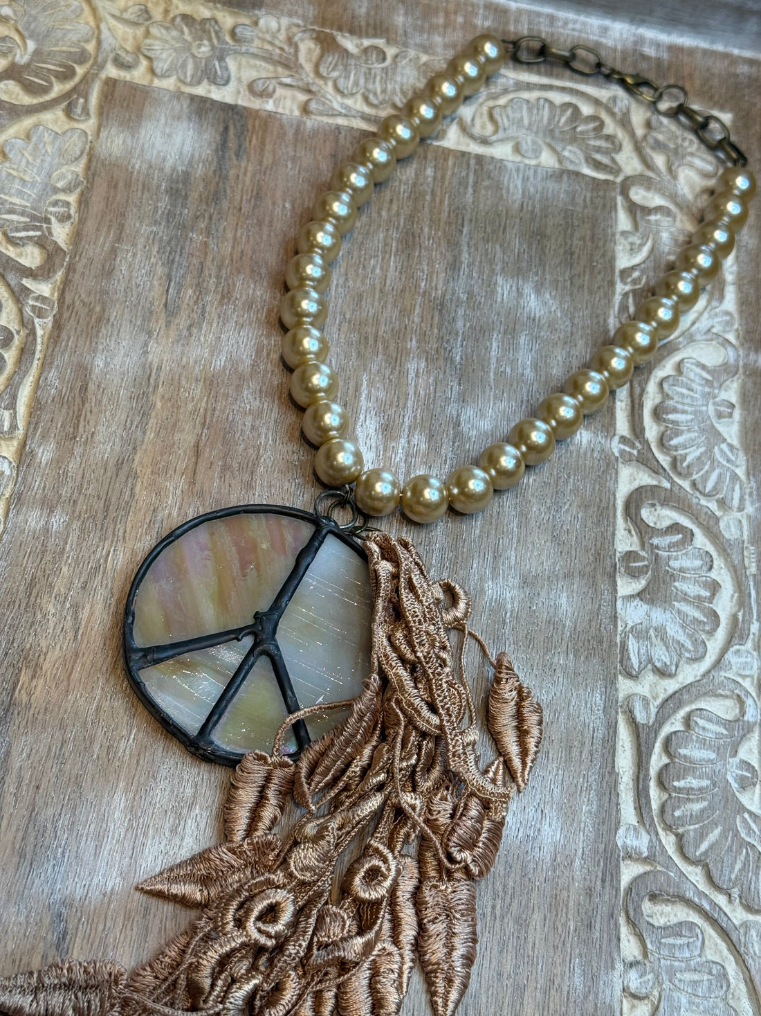 Stained Glass Peace Sign Necklace