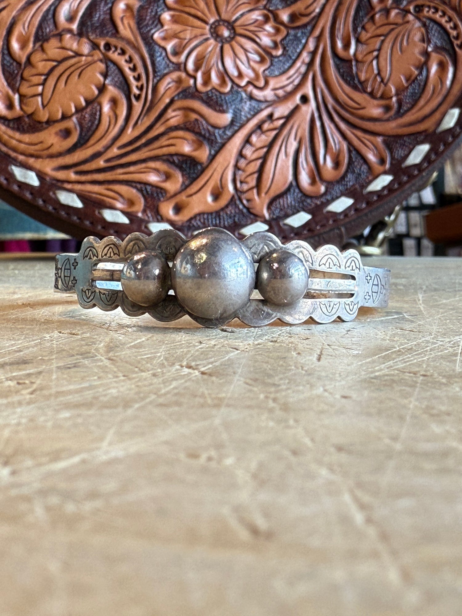 Triple Ball Navajo Silver Cuff