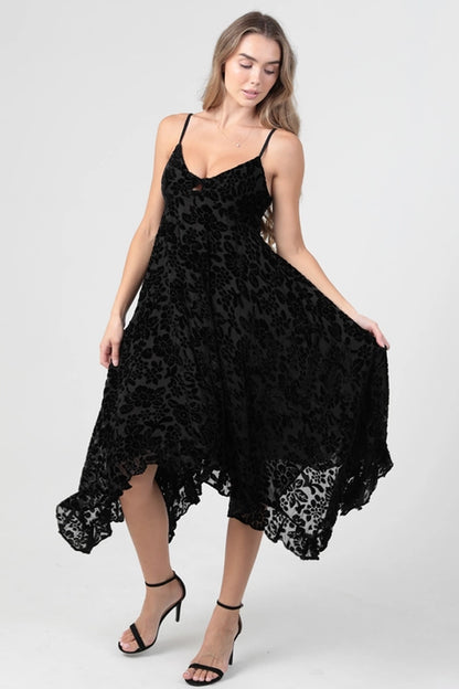 Black Velvet Burnout Dress