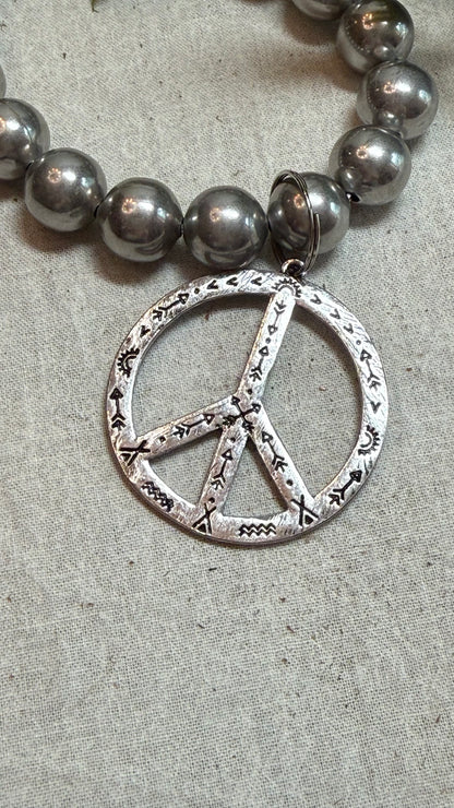 Open Peace Sign Stretch Bracelet