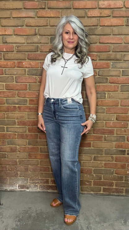Judy Blue Mid Rise Straight - Vintage Vault Boutique