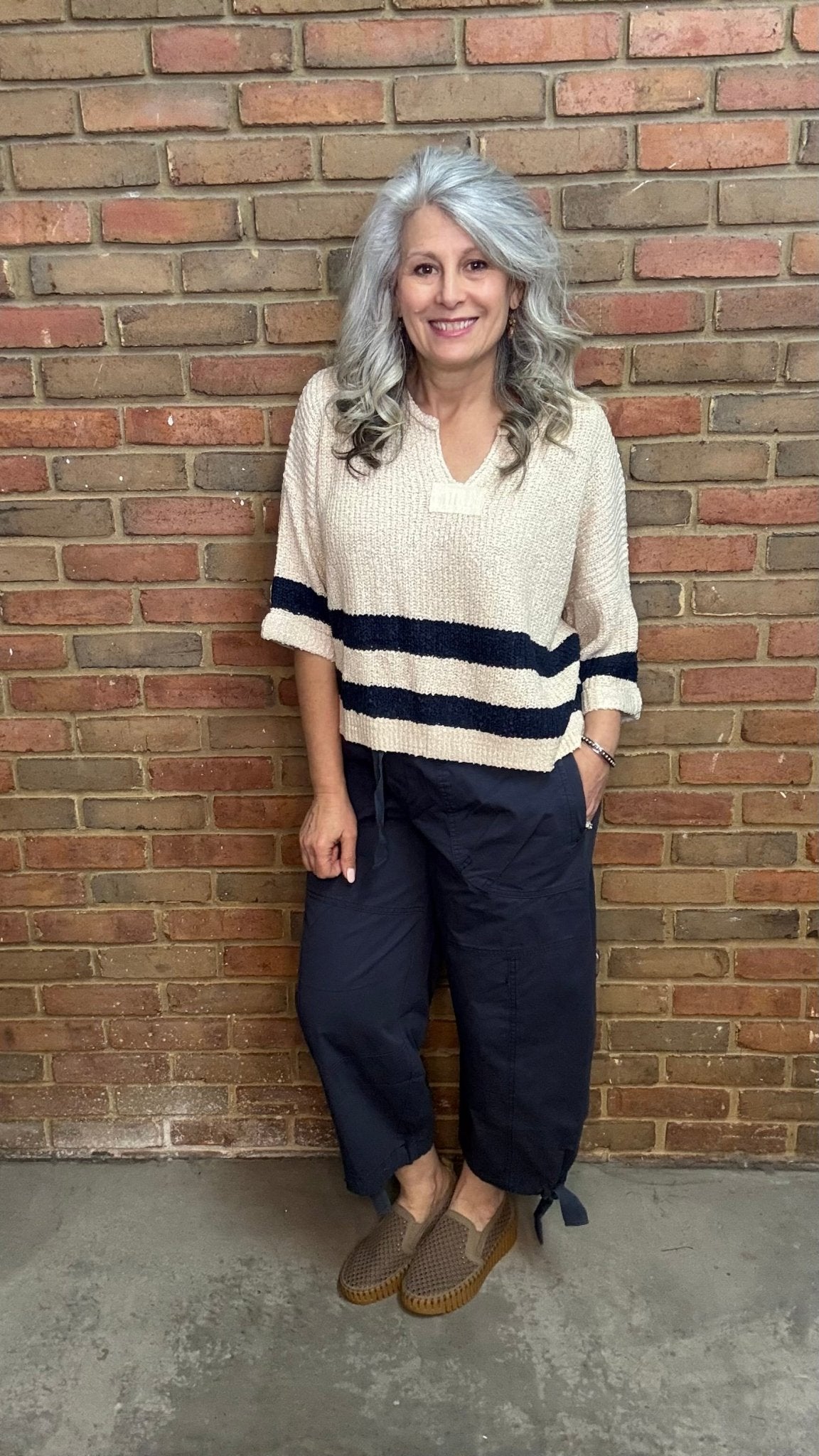 Navy Cargo Pull On Pant - Vintage Vault Boutique