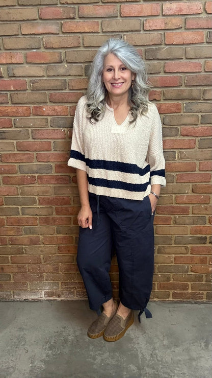 Navy Cargo Pull On Pant - Vintage Vault Boutique