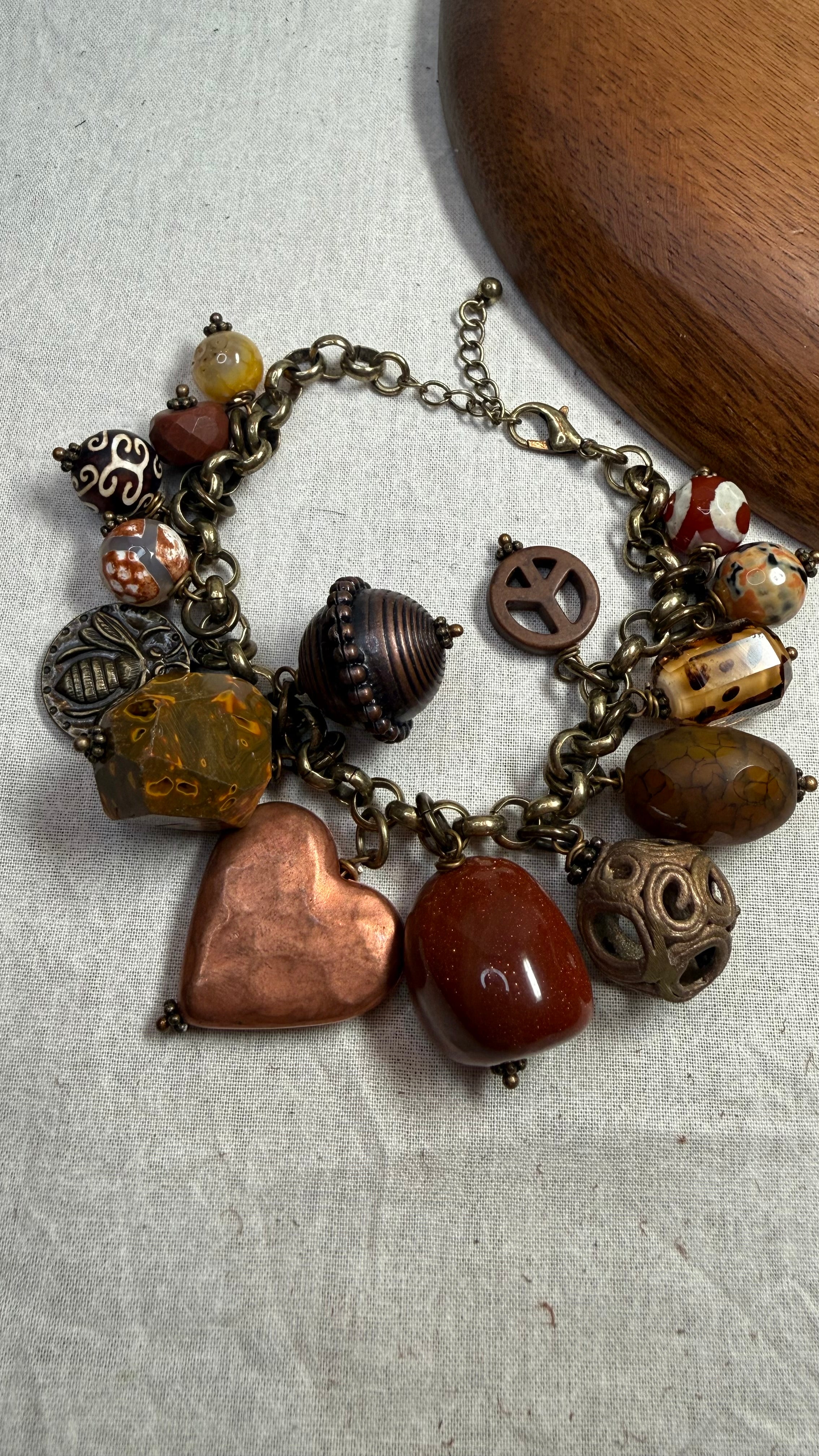Copper Heart Charm Bracelet