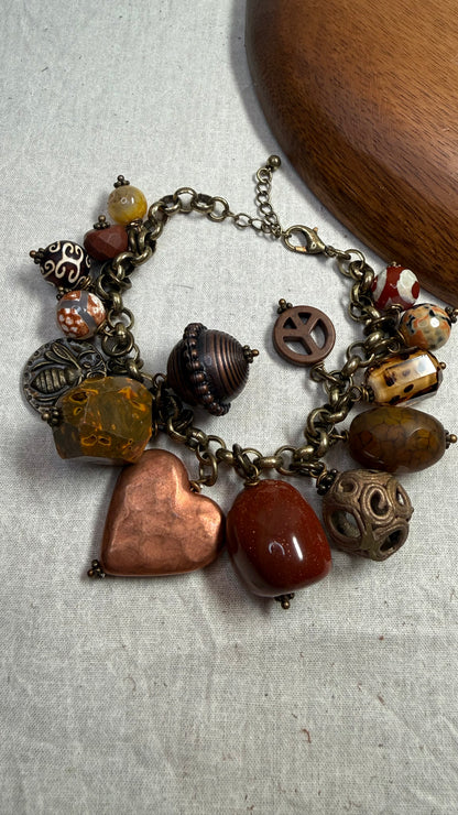Copper Heart Charm Bracelet