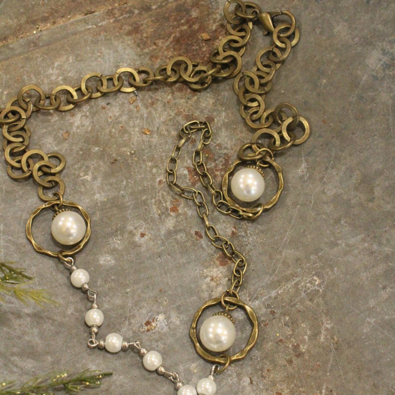 Mixed Metals Adorned With Pearls &amp; Snowflakes Pendant Necklace