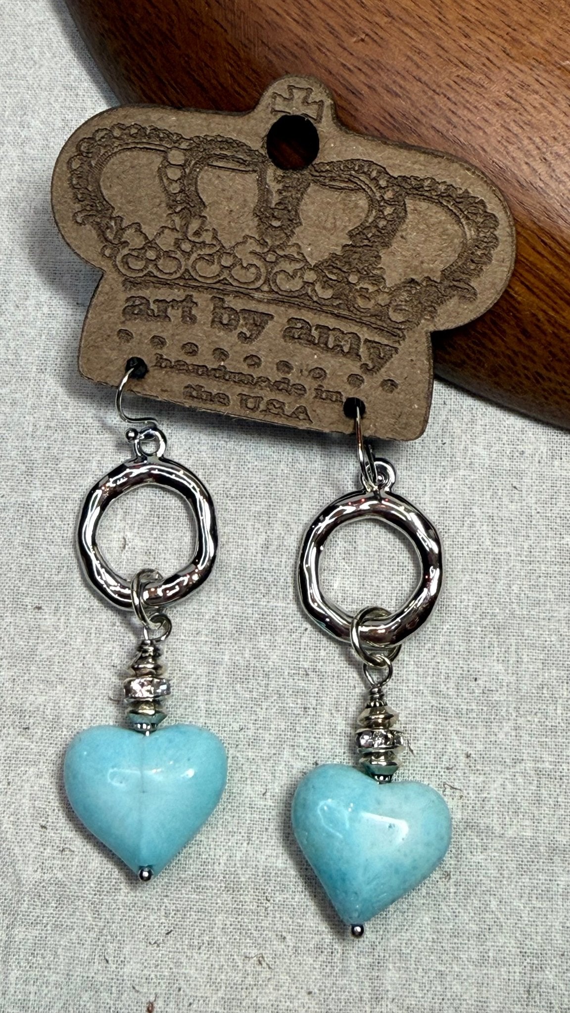 Aqua Heart Earring - Vintage Vault Boutique