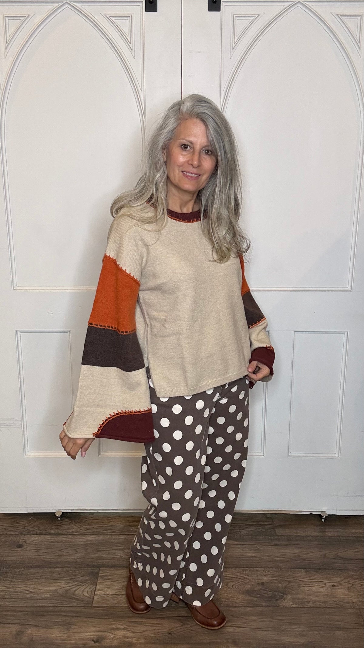 Color Block Bell Sleeve Sweater