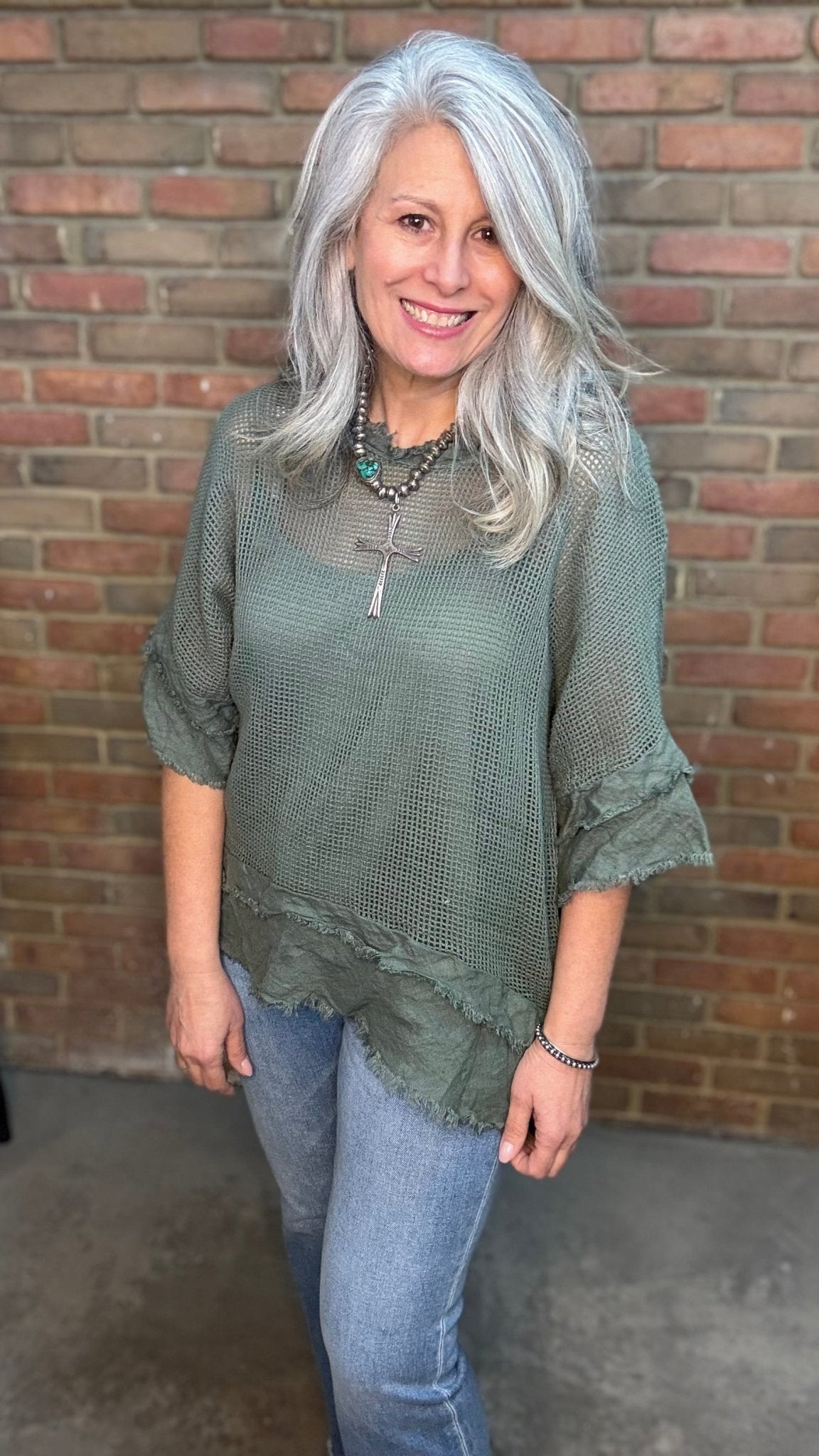 Cotton Mesh Knit Top - Vintage Vault Boutique