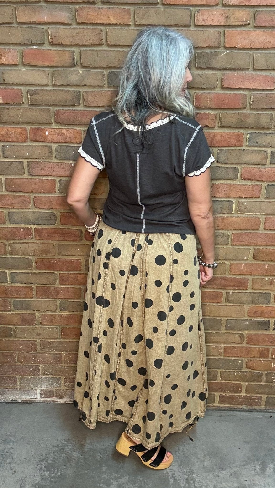 Polka Dot Mocha Skirt - Vintage Vault Boutique