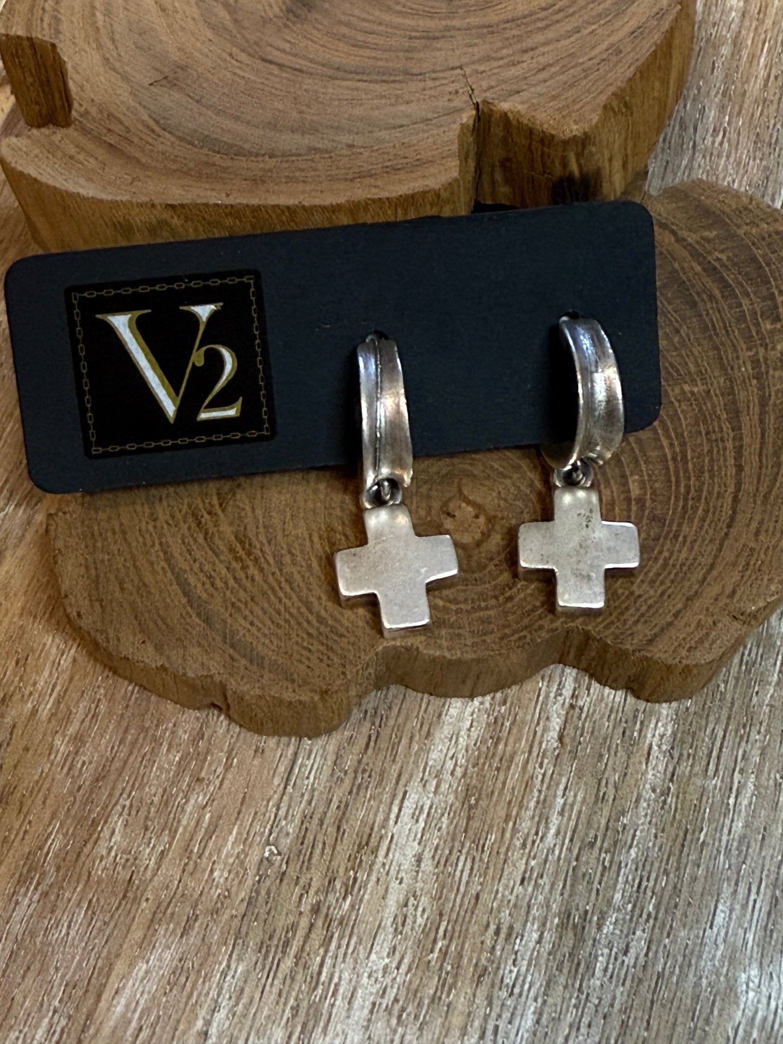 Hoop Cross Earring - Vintage Vault Boutique