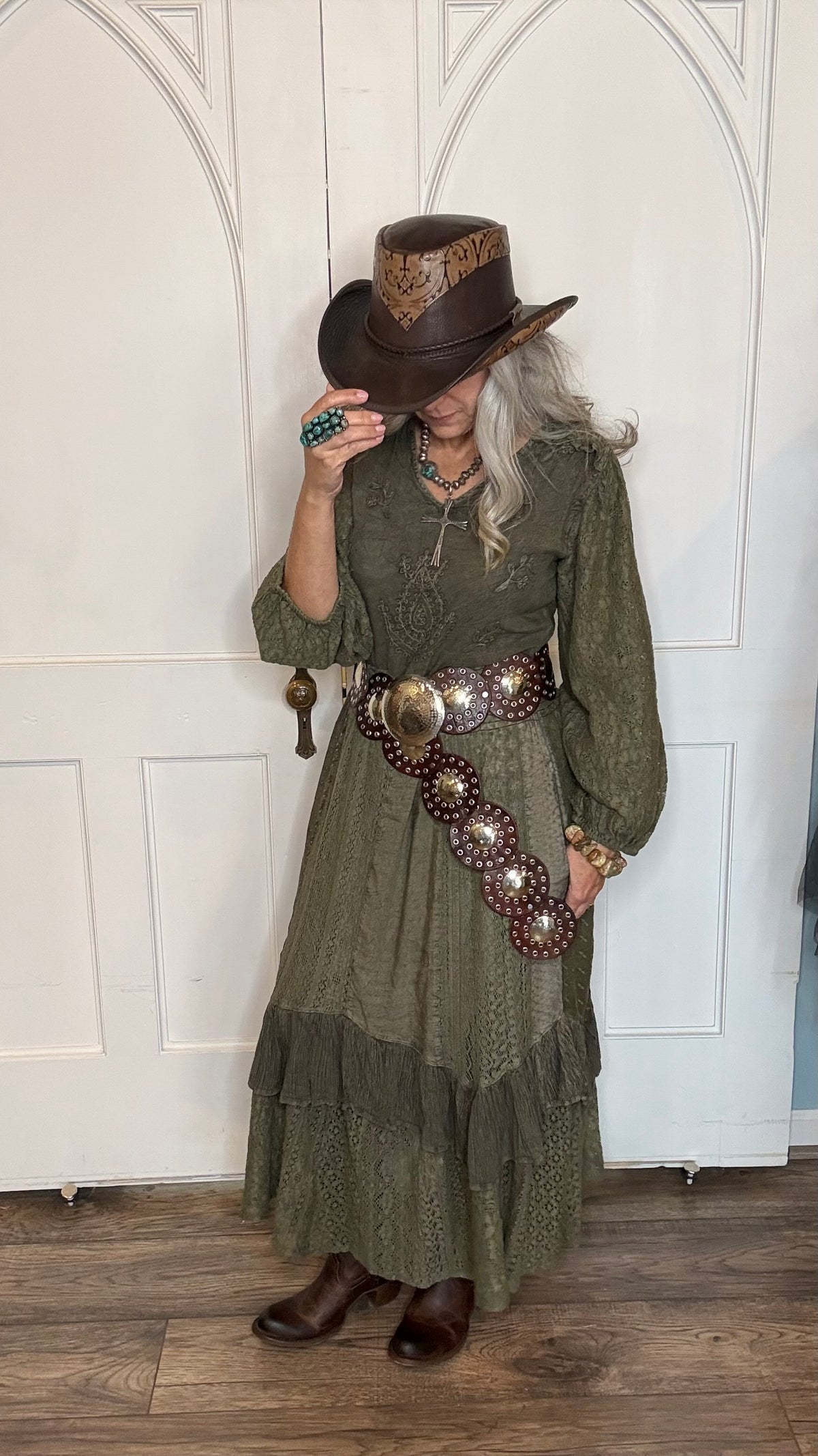 Smocked Waist Western Dress