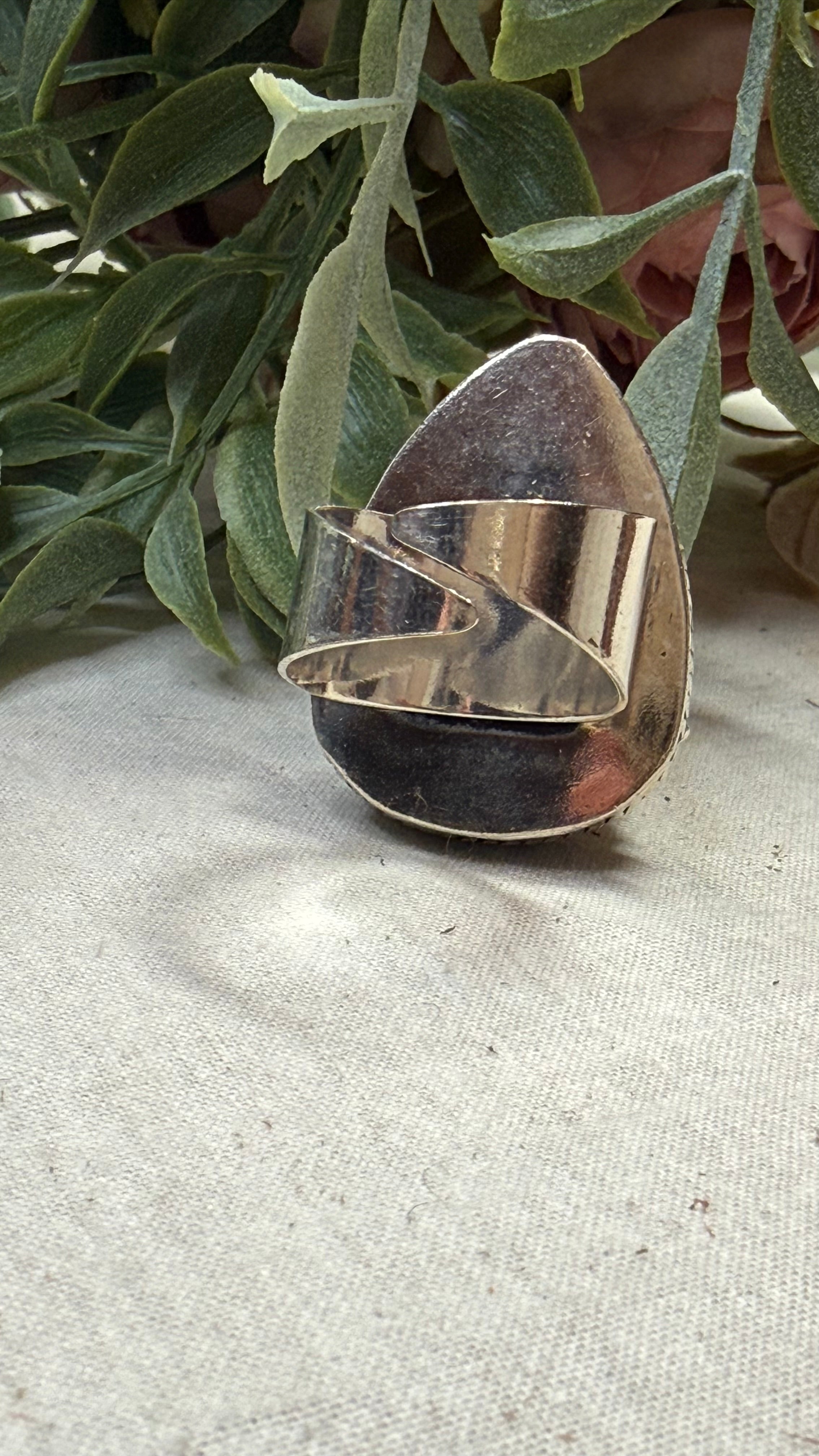 Teardrop Ivory Colored Stone Ring