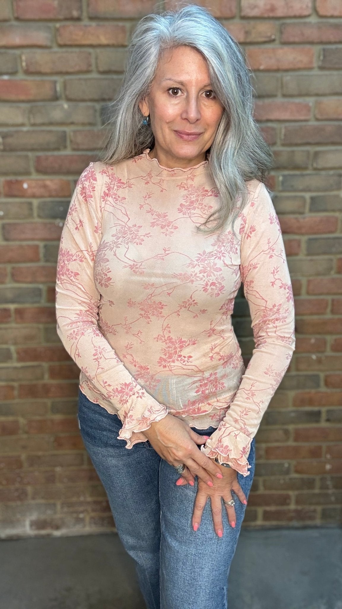 Burn Out Sheer Mesh Top - Vintage Vault Boutique