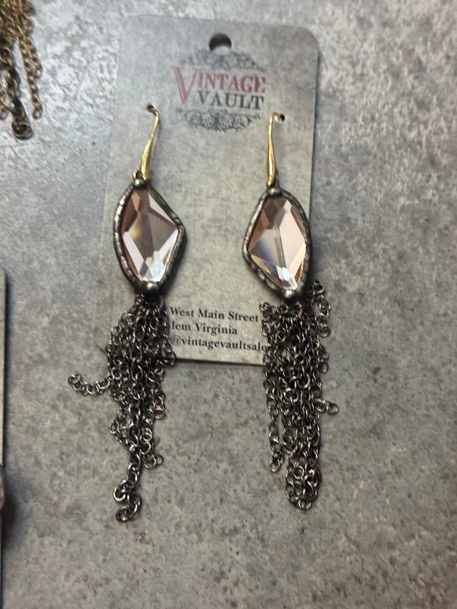 Crystal Tassel Earring - Vintage Vault Boutique