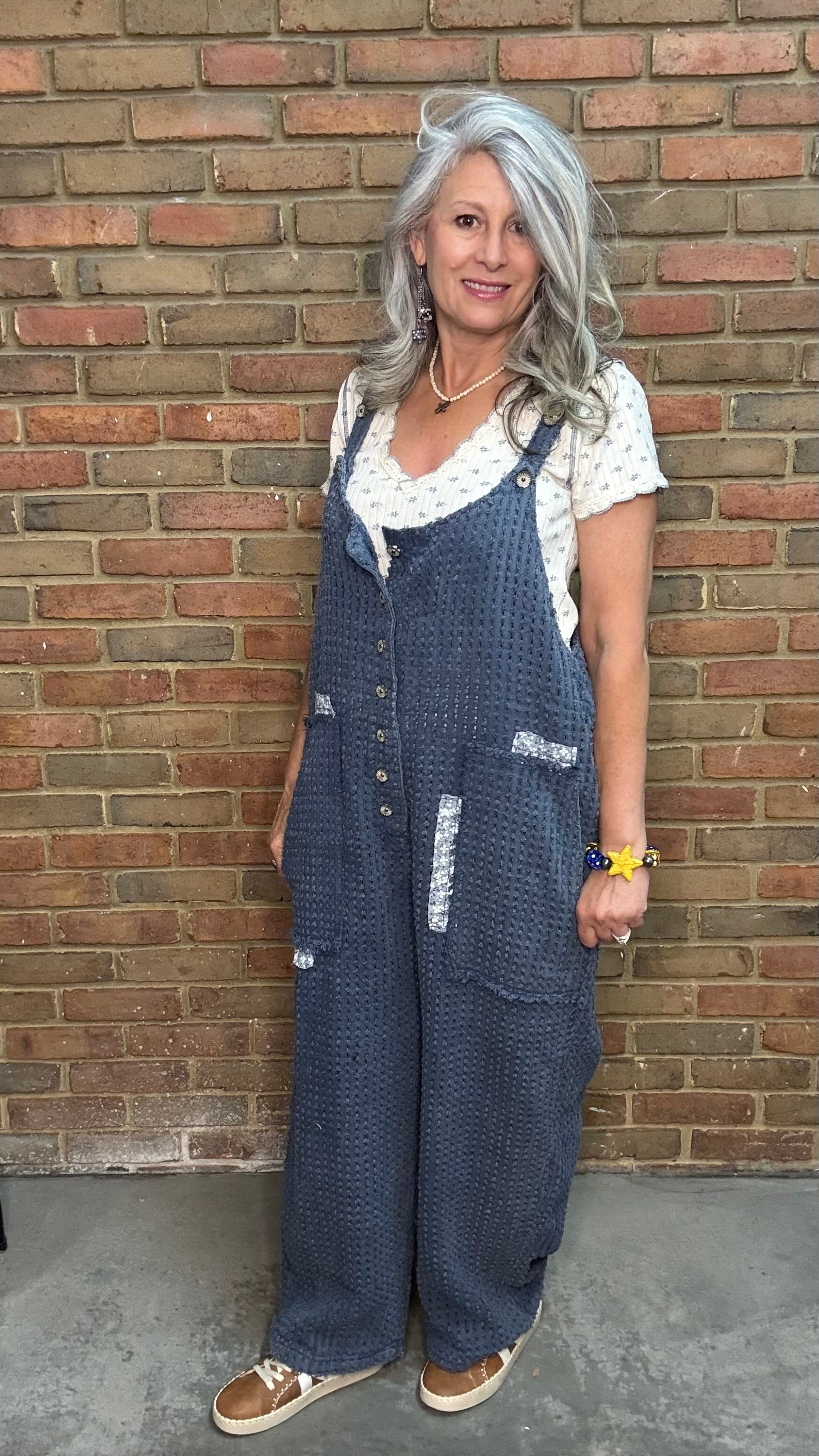 Indigo Textured Overall Pants