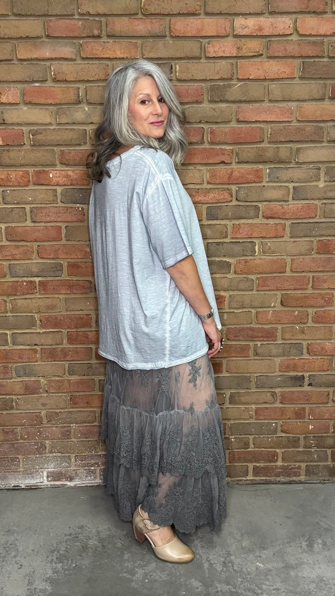 Whispered Skies Skirt in Charcoal - Vintage Vault Boutique