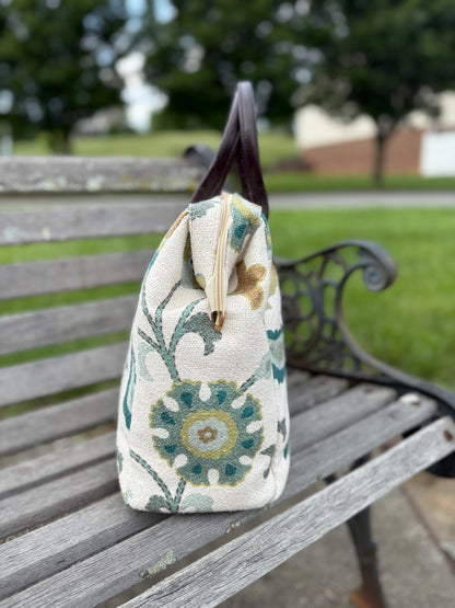 Large Tapestry Bag Teal/Gold
