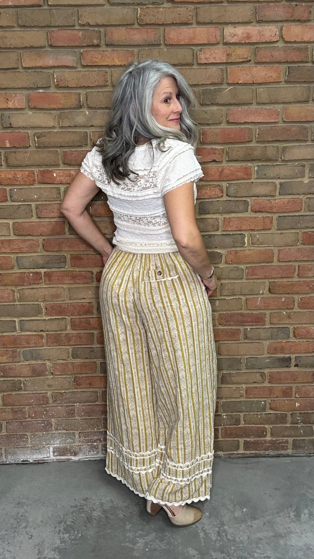 Stripe with Rick Rack Trim Pants - Vintage Vault Boutique