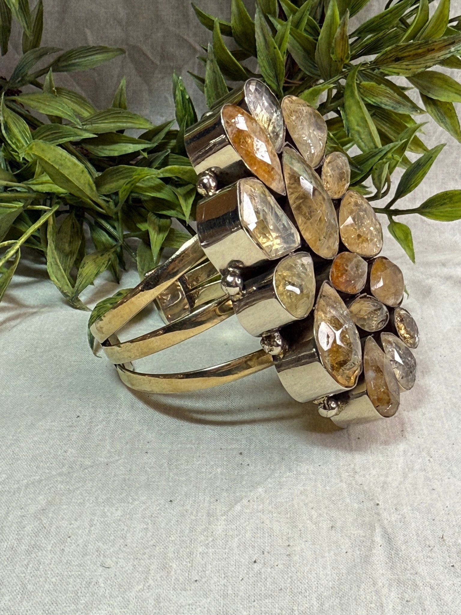 Citrine Nugget Cuff Bracelet - Vintage Vault Boutique