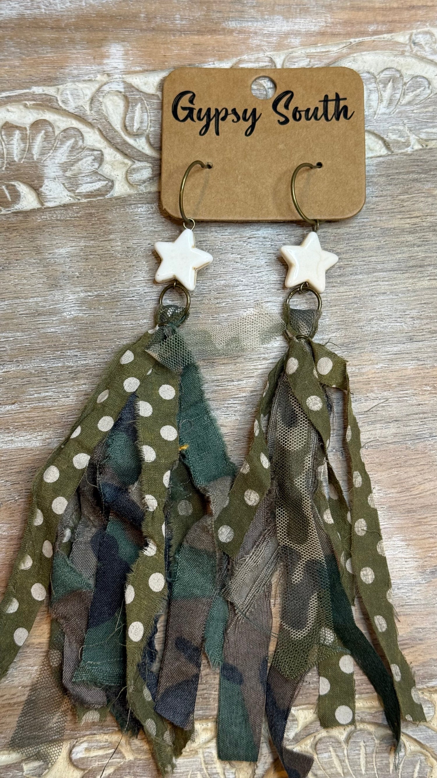 Star with Fabric Tassel Earring