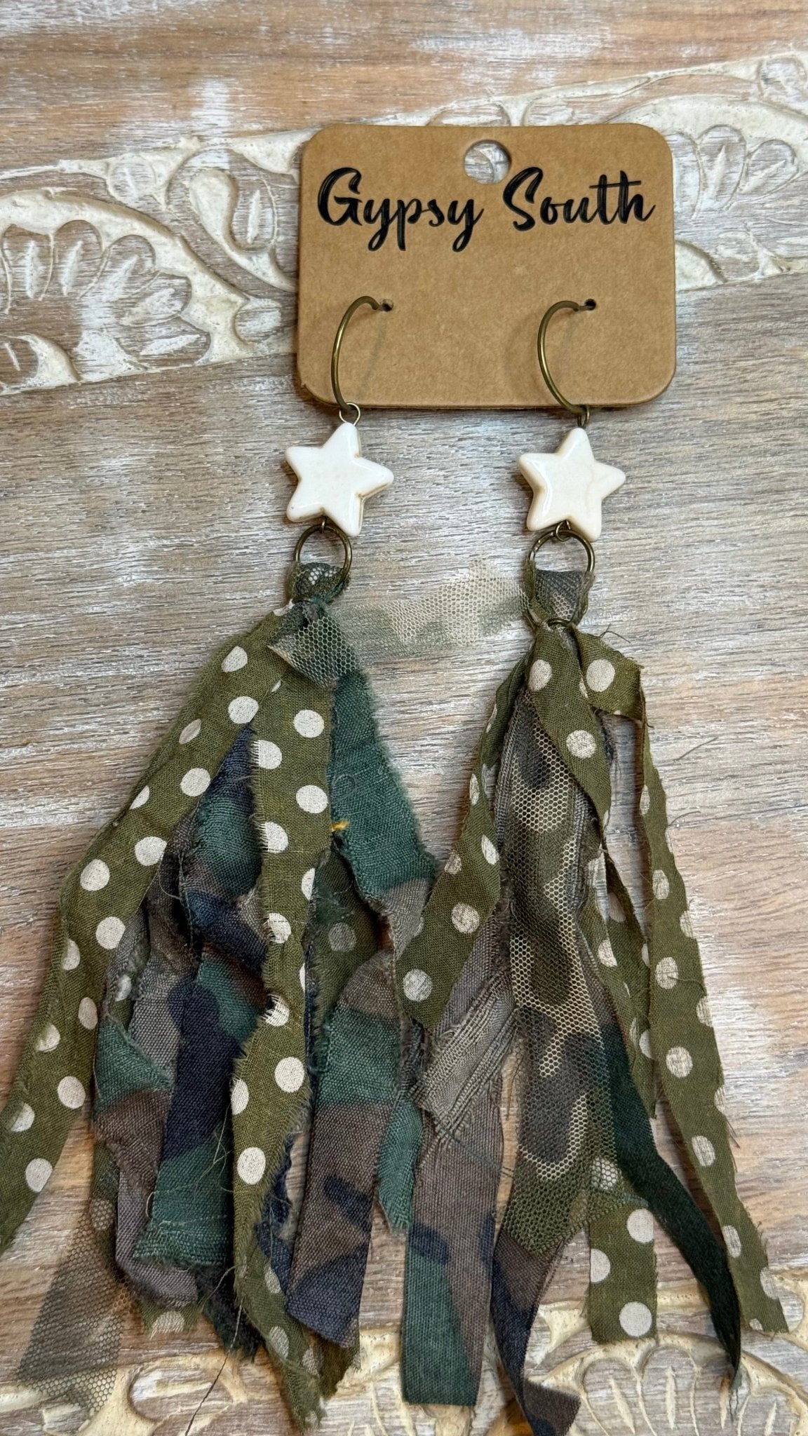 Star with Fabric Tassel Earring - Vintage Vault Boutique