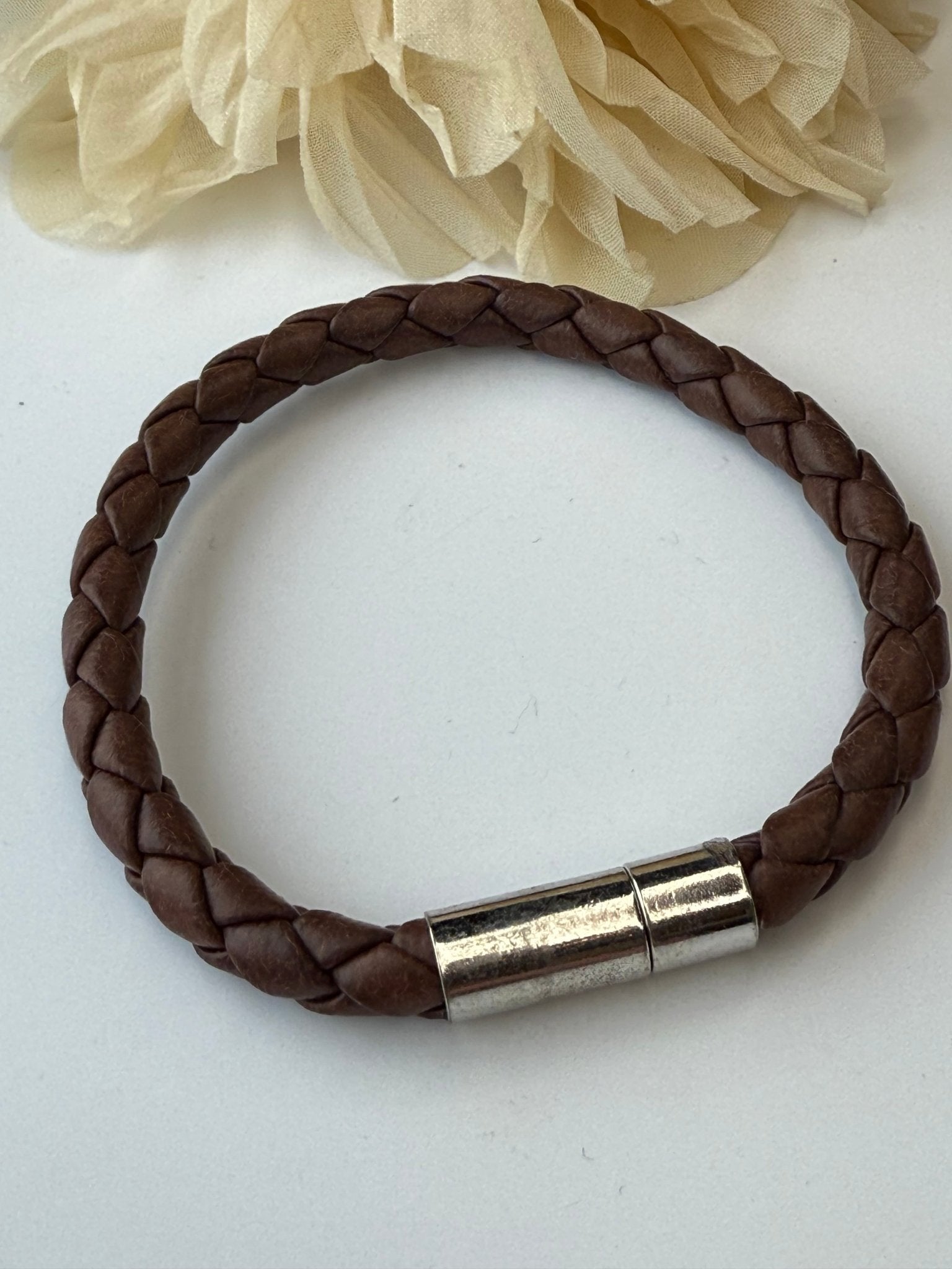 Braided Leather Magnet Bracelet - Vintage Vault Boutique