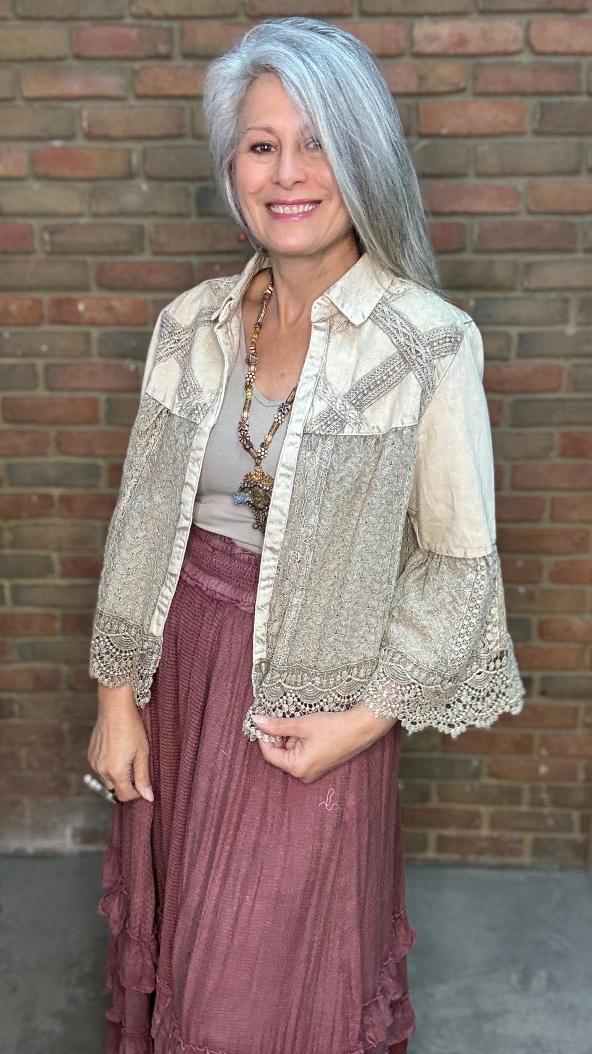 Crochet Lace Bell Sleeve Jacket - Vintage Vault Boutique