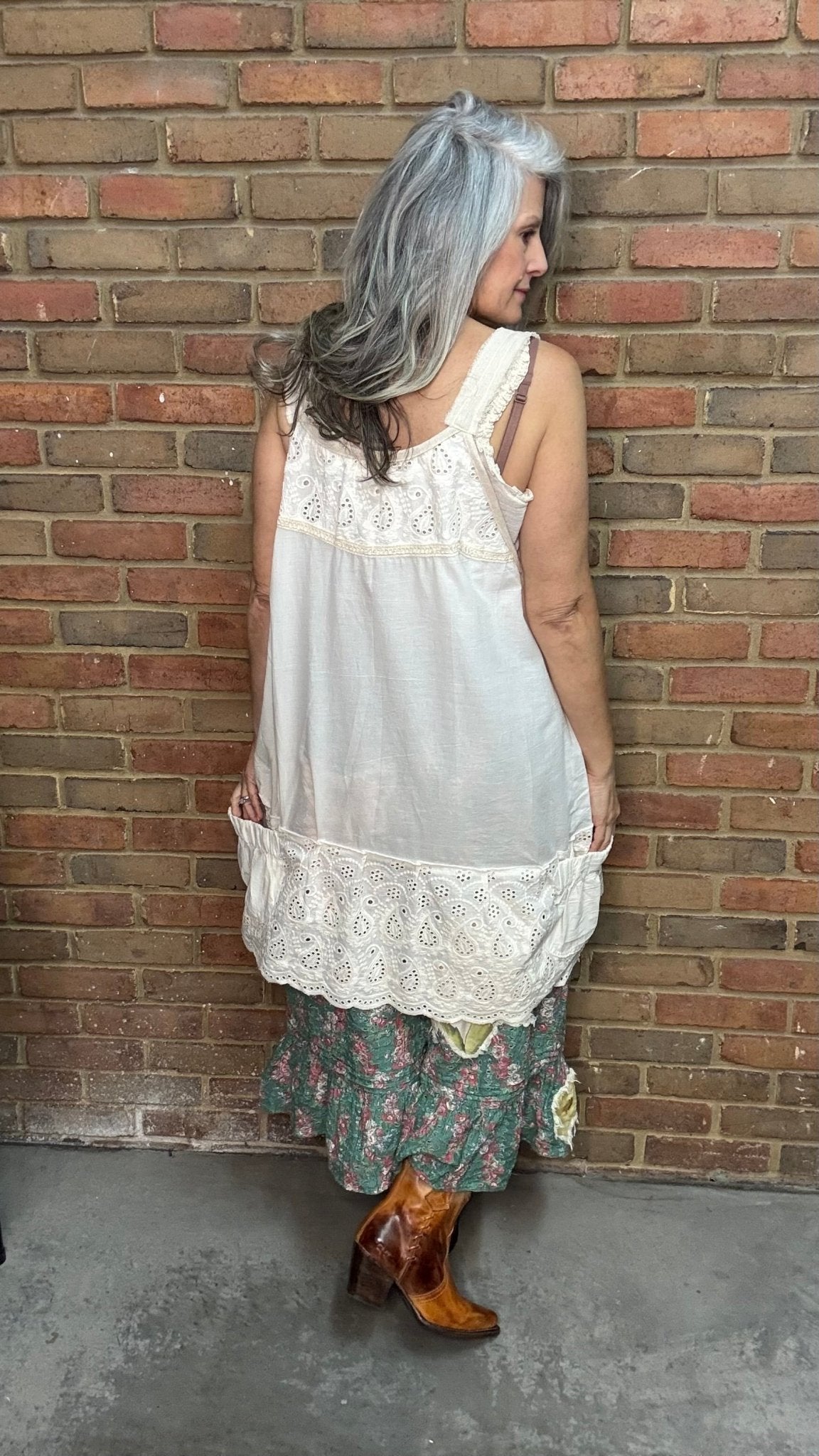 Ivory Pocket Camisole Dress - Vintage Vault Boutique