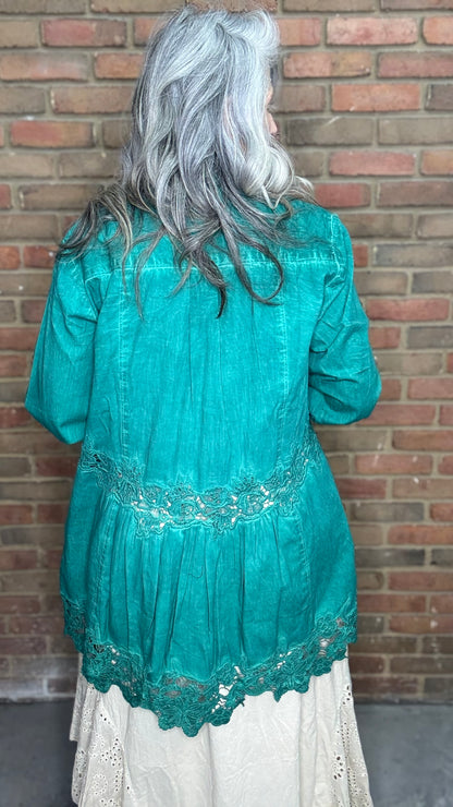 Emerald Vintage Lace Jacket