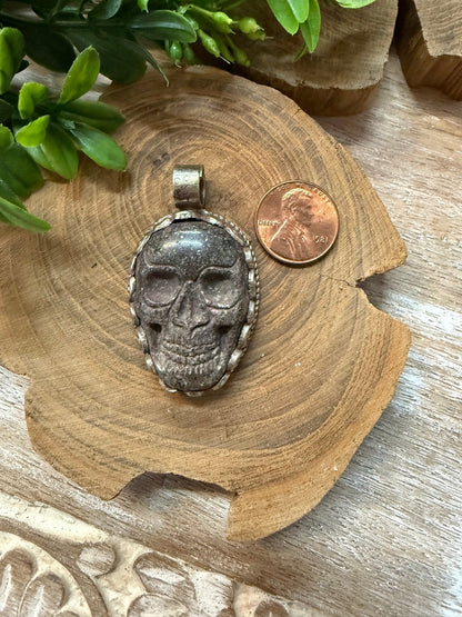 Semi - Precious Skull Tibetan Pendant - Vintage Vault Boutique