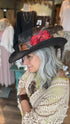 Red Rose Black Cowboy Hat by A Rare Bird - Vintage Vault Boutique
