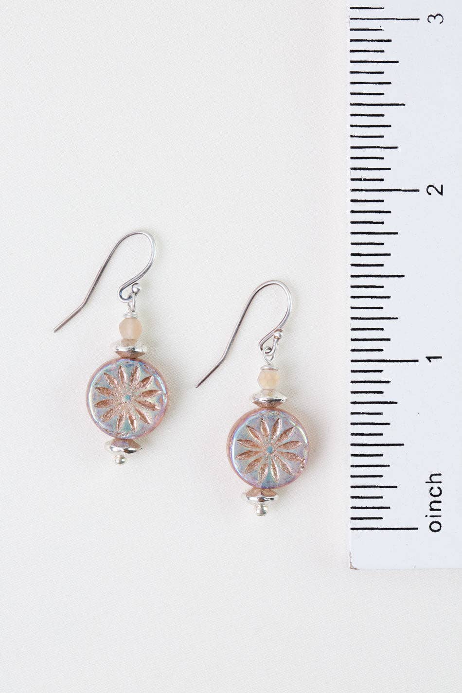 Blush Crystal, Czech Glass Simple Earrings E075 - Vintage Vault Boutique