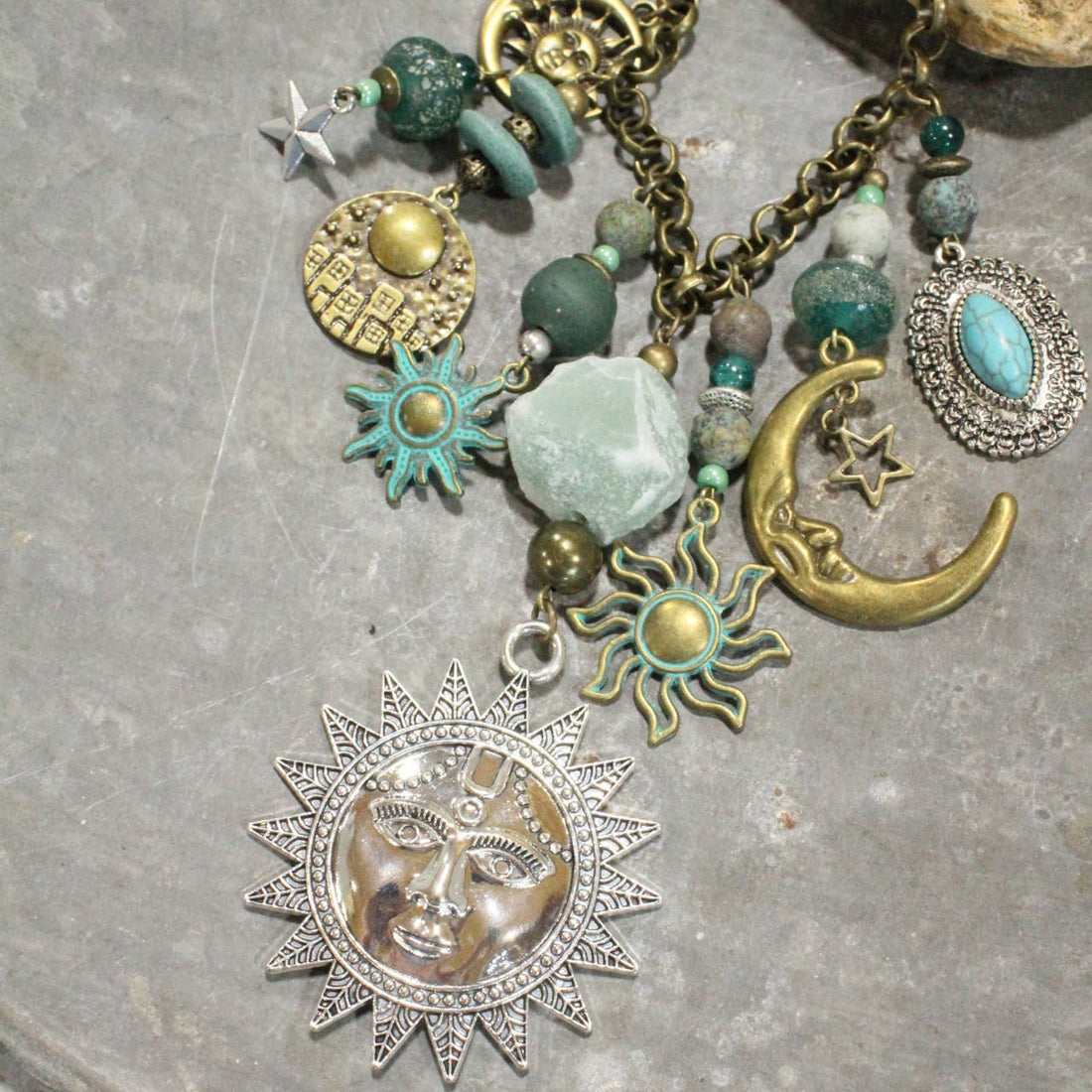 Day &amp; Night Bronze Charmed Necklace