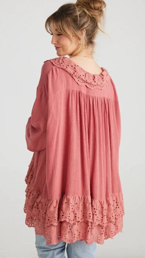 Florizel Cotton and Eyelet Top Antique Rose