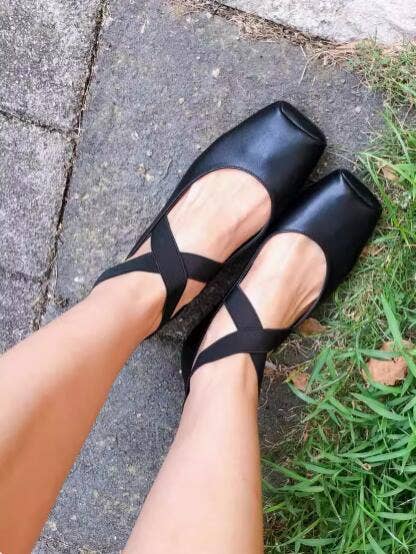 French Elastic Cross Mary Jane Ballet Shoe