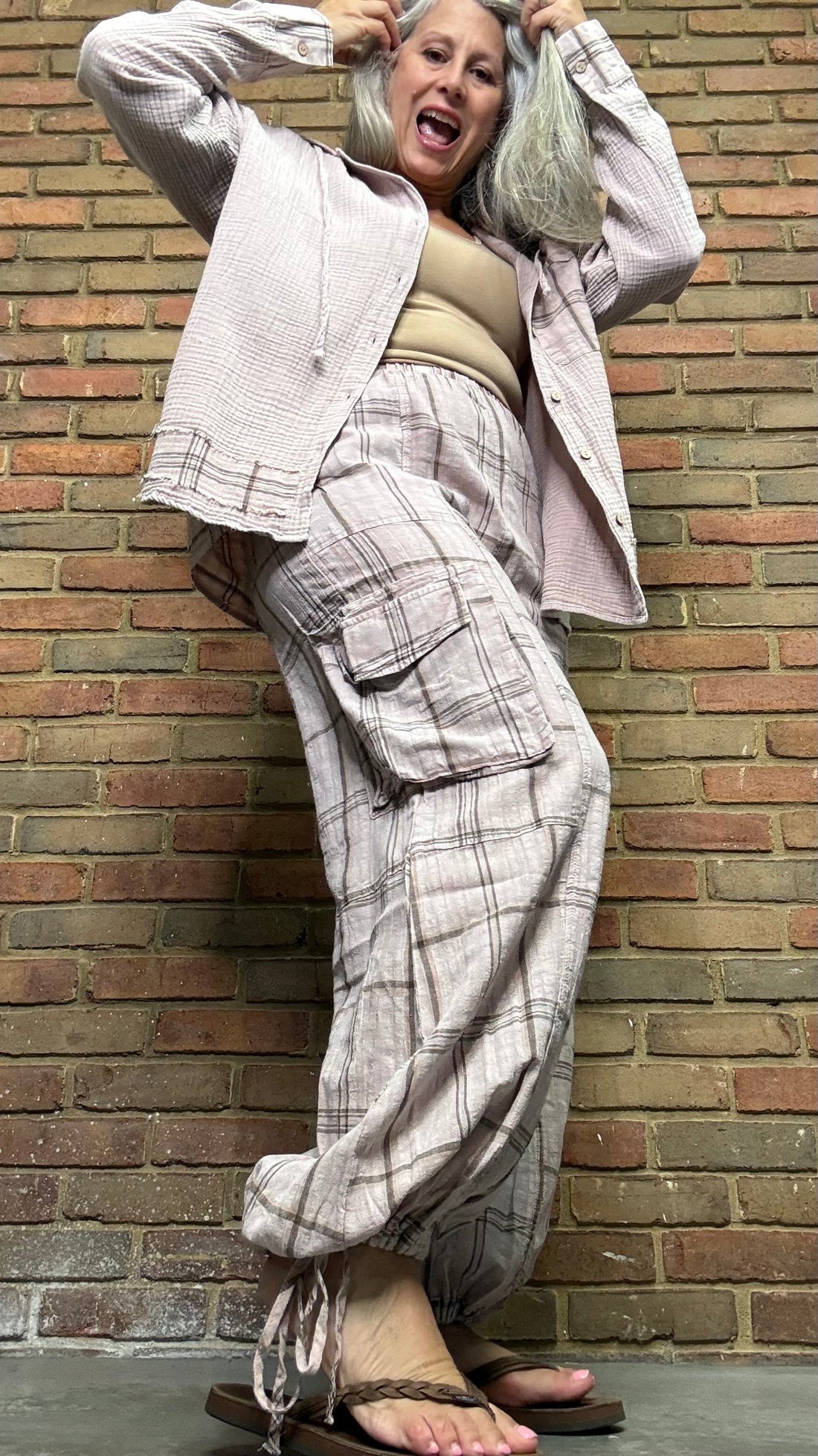 Dusty Lavender Plaid Joggers