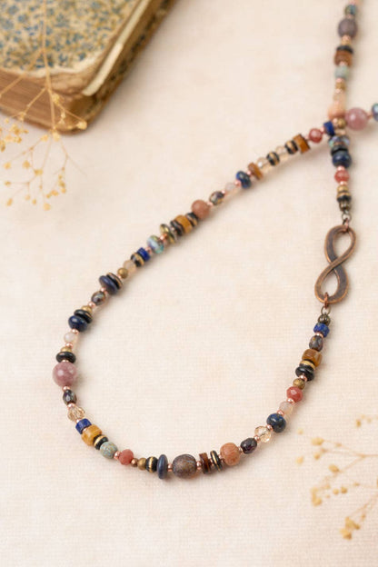 Storyteller 21-23" Muscovite, Lapis, Wood Collage Necklace