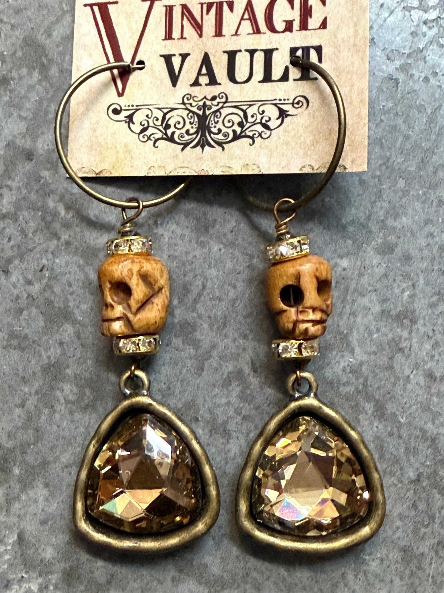 Dead Head Crystal Earring - Vintage Vault Boutique